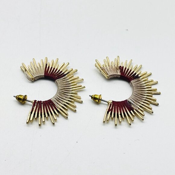 MESTIERE NY Earrings Theodora Hoop New on Card Red Gold Tone Pierced Signed - Picture 6 of 11